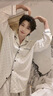 幸棉（LUCKMEEY）【云旗郝熠然同款】滿天星印花萊賽爾棉家居服套裝夏季涼感可外穿 女款黑白滿天星  長袖長褲 M 曬單實拍圖