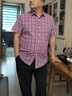 JEEP SPIRIT大碼男裝格子襯衫男胖子男士短袖寬松半袖襯衣肥佬夏季半袖衫 紅色 7XL 曬單實拍圖