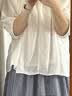 MUJI 女式 強捻 短袖罩衫 短袖t恤上衣女款26年夏季女裝純棉 BC2QGA6S 白色 S (155/80A) 曬單實拍圖