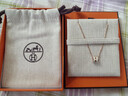 愛馬仕（HERMES）Mini Pop H項鏈 玫瑰金鏈條橢圓立體琺瑯項鏈送女友七夕送禮 白色玫瑰金H147992FO49 鏈長40cm吊墜0.7*0.9cm 曬單實拍圖