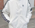 adidas通勤百搭經典休閑運動連帽夾克外套男女春夏阿迪達斯三葉草 亮白   XS 曬單實拍圖