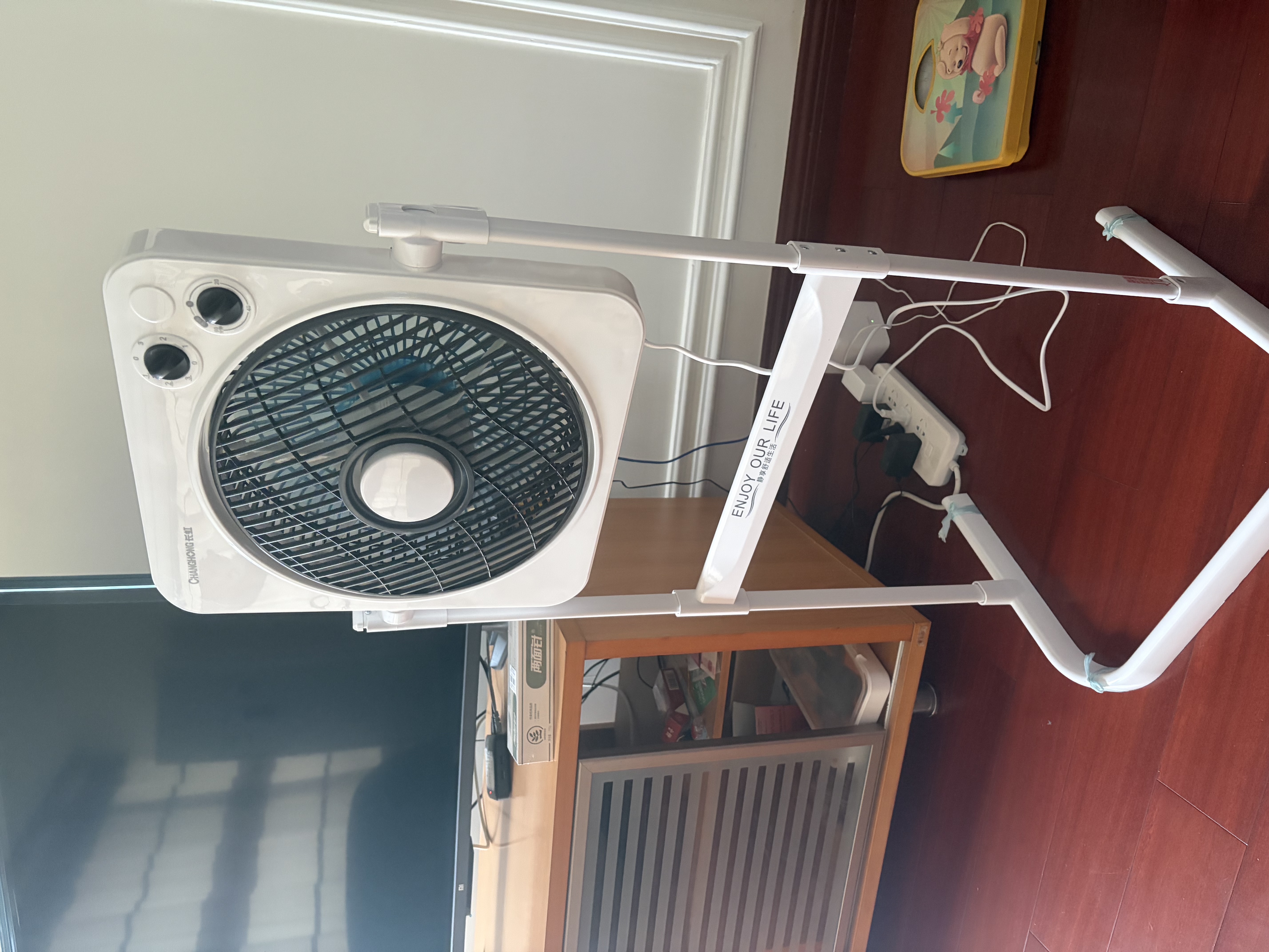 長虹（CHANGHONG）電風扇可升降鋼架轉頁扇家用落地扇宿舍臺扇桌面定時小風扇鴻運扇六扇葉柔風電扇FS-ZJ501 曬單實拍圖