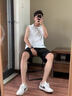莫代爾50支莫代爾男士背心男夏季輕薄款無痕寬肩運動大碼打底衫背心白色 曬單實拍圖