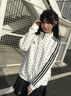 趣米樂(lè)韓系潮流波點(diǎn)開(kāi)衫衛(wèi)衣女秋季新款小個(gè)子學(xué)院風(fēng)條紋外套運(yùn)動(dòng)上衣服 白色 L 【建議100-120斤】 曬單實(shí)拍圖