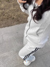 翊尚美運(yùn)動褲女秋季2025新款休閑闊腿褲女高腰寬松條紋顯瘦棉質(zhì)美式衛(wèi)褲 白灰色【升級抗起球款】 XL【適合126-145斤】 【活動中】 曬單實(shí)拍圖