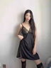 MOXTOC睡衣女夏季性感冰絲火辣夫妻床上薄款高級感純欲風(fēng)吊帶睡裙情趣 誘惑黑 L（建議100~20斤） 曬單實(shí)拍圖