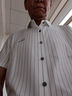 老爺車(chē)高檔品牌男裝 冰絲條紋短袖襯衫男夏商務(wù)休閑薄款免燙無(wú)痕襯衣 白色 L 建議115-135斤 曬單實(shí)拍圖