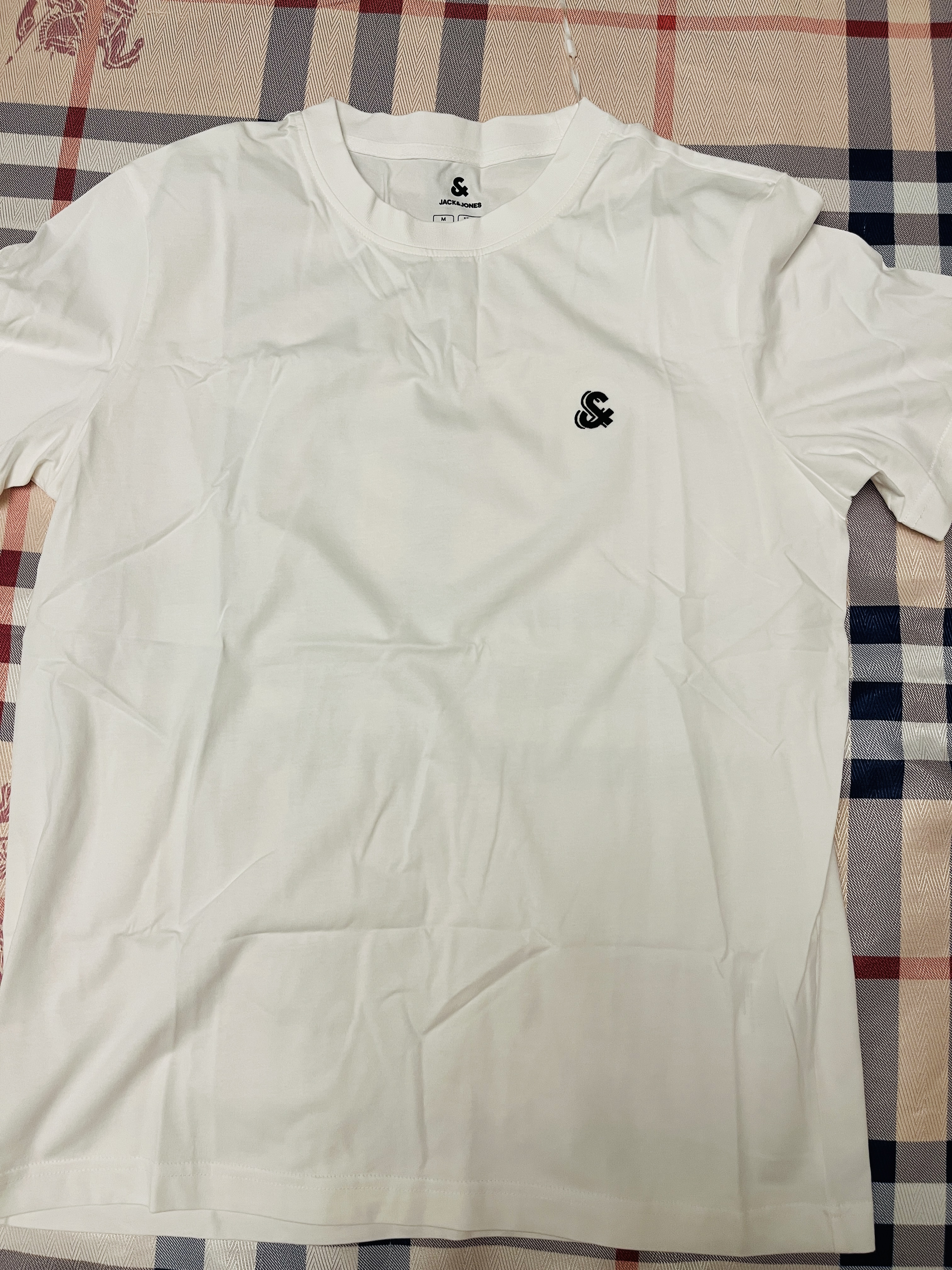 杰克·瓊斯（JACK&JONES）26年男裝新款【涼感】短袖T恤男士簡約純色透氣打底耐洗半袖 A06本白色 常規 M （175） 曬單實拍圖