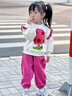 卡兔藍貓女童秋季花邊蘋(píng)果樹(shù)衛衣套裝2024兒童新款休閑運動(dòng)兩件套寶寶秋裝 火龍果色 110cm 曬單實(shí)拍圖