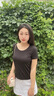 嫻柔2025新款黑色莫代爾t恤女短袖修身薄款冰絲低領(lǐng)大領(lǐng)口緊身上衣 黑色【莫代爾-圓領(lǐng)】 L 建議(100-110斤) 曬單實(shí)拍圖