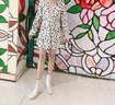達(dá)芙妮（DAPHNE）短靴女粗跟單靴皮靴2024新款春季女靴秋冬季百搭英倫風(fēng) 米色 跟高4.9cm 38 標(biāo)準(zhǔn)碼 曬單實(shí)拍圖