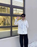 TAGD春季克萊因藍(lán)甩漆白襯衫男2025寬松休閑小眾潮流感純色長袖襯衫女 白色 M 曬單實拍圖