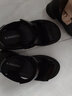 康奈（kangnai）女鞋夏季新款粗跟露趾時(shí)裝涼鞋魔術(shù)貼運(yùn)動(dòng)休閑涼拖18234023 黑色 35 曬單實(shí)拍圖