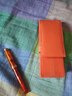 WANCHER 真皮三支裝頭層牛皮鋼筆套保護套雙色筆袋皮筆簾 全橙 雙層真皮 曬單實(shí)拍圖