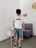 唐號（tanghao）牛仔短褲男2023夏季薄款寬松休閑七分中褲潮牌韓版潮流修身五分褲 藍色 XL 曬單實(shí)拍圖