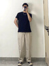 7家優(yōu)品牛仔褲男多口袋寬松直筒伐木工裝高街美式休閑炸街線條設(shè)計(jì)感褲子 CLH-B4541杏色 XL 曬單實(shí)拍圖