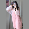EPET元?dú)忭n版純色背帶牛仔短裙女夏裝寬松百搭愛心甜美減齡吊帶連衣裙 粉色背帶裙 面料 S 80-95斤 曬單實(shí)拍圖