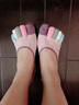 文科生女士五指襪夏季船襪薄隱形襪彩色襪子女硅膠不掉跟吸汗分腳趾襪 純色女士五指襪4色5雙 均碼 曬單實(shí)拍圖