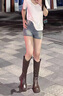卓詩尼厚底長筒靴女2025年秋冬季新款顯瘦不過膝長靴子高筒靴騎士靴單靴 黑色-單里 37 曬單實拍圖