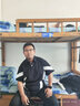 軒森圖（XUANSENTU）微胖男生夏季顯瘦穿搭短袖T恤男韓版寬松拼接V字半袖體恤套裝搭 黑色T恤+黑色褲子 3XL (185) （180-200斤） 曬單實拍圖