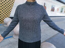 絨典羊絨開(kāi)衫女秋冬拉鏈麻花純羊絨加厚針織衫短款毛衣外套 夾花灰 110/XL 曬單實(shí)拍圖