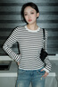 束皙/SUSHE 可機洗羊毛經(jīng)典撞色黑白條紋氣質(zhì)打底針織衫上衣女秋 條紋狂想 M 曬單實(shí)拍圖