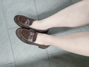 蹀愫情人節季新款美拉德棕色樂(lè )福鞋復古風(fēng)增高深口樂(lè )福單鞋TA54524-53 墨棕啡色/深咖啡色 38 240mm 曬單實(shí)拍圖