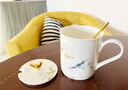 Gao Chun Ceramics高淳陶瓷鵲登高淳帶蓋水杯馬克杯描金輕奢送禮伴手禮茶杯水杯 鵲登高枝蓋杯白 曬單實拍圖