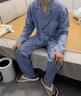 雅鹿男士睡衣男夏季春秋款長袖長褲全大碼中老年人爸爸家居服套 NSWR-9916淡雅紳士 XL 【125-150斤】 曬單實拍圖