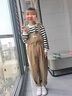 G.DUCKKIDS女童套裝秋裝2025新款大童女孩洋氣衣服長袖秋季休閑背帶褲兩件套 咖啡色 160 cm 曬單實(shí)拍圖