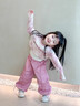 迪士尼女童套裝2025春秋季新款女孩洋氣時(shí)髦工裝褲兒童短款衛衣三件套 粉色 130 曬單實(shí)拍圖