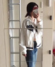 Jret2025春秋美式復(fù)古粉色藍(lán)色撞色長(zhǎng)袖短款棒球服外套女小眾百搭?yuàn)A克 白色 [ 單層] 薄款 S 100斤以內(nèi) 曬單實(shí)拍圖
