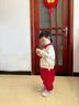 幼歌（YOUGE）嬰幼兒草莓女孩甜美POLO領(lǐng)衛(wèi)衣活力軟彈休閑衛(wèi)褲套裝潮 草莓紅褲子（66-90兩用襠) 80 cm 曬單實(shí)拍圖