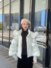 艾萊依（ERAL）羽絨服女柔美毛球短款羽絨服冬季甜美狐貍毛東方簡(jiǎn)奢風(fēng)外套 冰清藍 S 155【建議80-110斤】 曬單實(shí)拍圖