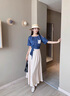 艾柔丹假兩件連衣裙女裝夏裝衣服夏天法式氣質(zhì)顯瘦長(cháng)裙子女夏季2025新款 藍色 M 曬單實(shí)拍圖