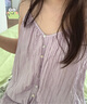 UR2025夏季新款女裝波嬉風(fēng)V領(lǐng)褶皺肌理紐扣吊帶衫UWM250055 粉紫 S 曬單實(shí)拍圖