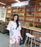 澳琪蘭睡衣女夏季薄款純棉寬松大碼夏天女裝短袖短褲胖MM家居服兩件套裝 HA301 L 曬單實(shí)拍圖