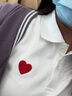 皮爾卡丹（pierre cardin）輕奢高端男裝 2025情侶裝夏裝棉短袖polo打底衫衫拍結(jié)婚照領(lǐng)證登 米白色愛(ài)心款 S 女 曬單實(shí)拍圖