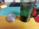 言和堂綠茶杯月牙泡茶杯辦公室玻璃茶杯家用過濾水杯簡(jiǎn)約帶蓋杯子 聽風(fēng)-大號(hào)綠茶杯（宿青）-帶蓋 曬單實(shí)拍圖