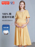 費雪美國費雪孕婦連衣裙2025夏裝時(shí)尚潮寬松洋氣高端夏天長(cháng)款裙子辣媽 鵝蛋黃（純棉圓領(lǐng)） XL 曬單實(shí)拍圖