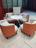 楚誠4S店洽談桌椅組合接待休閑桌椅小圓桌商用桌會(huì )客桌巖板餐桌椅子 科技布沙發(fā)椅：灰色 曬單實(shí)拍圖