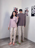 富妮來(lái)情侶睡衣套裝女士圓領(lǐng)長(cháng)袖長(cháng)褲家居服可愛(ài)小熊卡通條紋印花兩件套 香芋紫-女款 S 曬單實(shí)拍圖