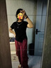LPOX休閑褲女新款工裝褲女夏季高腰直筒闊腿辣妹寬松休閑款女士休閑褲 酒紅色 (高級面料) XL 建議118-130斤左右 曬單實拍圖