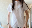 Aiyywa短袖襯衫女夏季職業(yè)裝冰絲白襯衣商務(wù)免燙工作服正裝銀行學(xué)生面試 純白色【方領(lǐng)】 38【108-118】 曬單實拍圖
