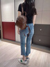 KINSTRDZ大學(xué)生潮流頭層牛皮雙肩包包女2025新款真皮背包大容量送女友禮物 黑色大號 曬單實(shí)拍圖