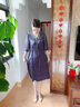 羅蒙（ROMON）真絲連衣裙大牌復古風牛仔藍女夏2024新款時尚氣質(zhì)桑蠶絲長款裙子 牛仔藍 XL 【推薦110-120斤穿】 曬單實拍圖