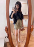 樂雅秀美式速干工裝半身裙女夏季辣妹抽繩松緊腰a字短裙防走光包臀褲裙 主圖款 XL 建議110-125斤 曬單實(shí)拍圖