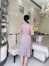 羅蒙（ROMON）媽媽夏裝中老年高檔連衣裙女夏季2024新款洋氣質(zhì)高貴裙子收腰顯瘦 藕色 XL （建議110斤以下） 曬單實拍圖
