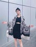 CHANEELR & KARITH披肩女2025新款夏季辦公室毛毯空調(diào)房保暖披風(fēng)多功能時尚圍巾外搭 黑米色 196cm*62cm（含流蘇） 曬單實拍圖