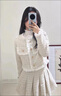 皮爾卡丹小香風藍色套裝女秋裝小個子感名媛氣質(zhì)半身百褶裙兩件套 米白色 L 曬單實拍圖